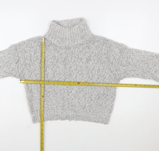 Hollister Womens Grey Chunky Knit Roll Neck Pullover Jumper Size S