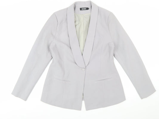 Missguided Women Grey Size 14 Shawl Lapel Single Breasted Blazer