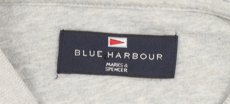 Marks & Spencer Blue Harbour Men's Blue Striped Cotton Polo Shirt M