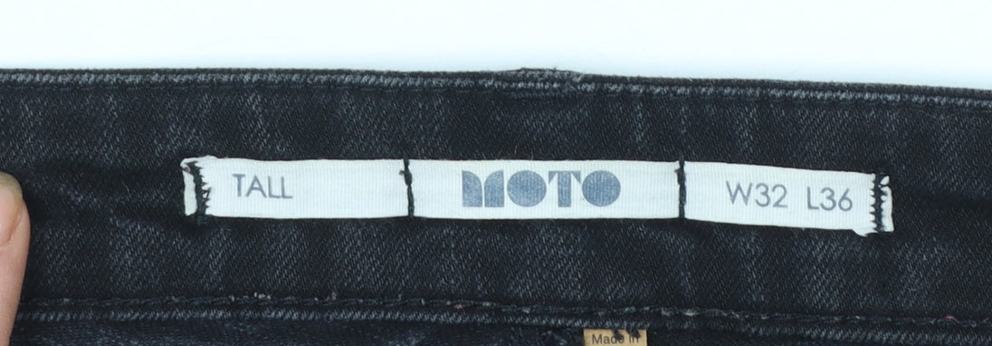 Moto Women's Black Skinny Jeans Tall W32 L36 Stretch Denim