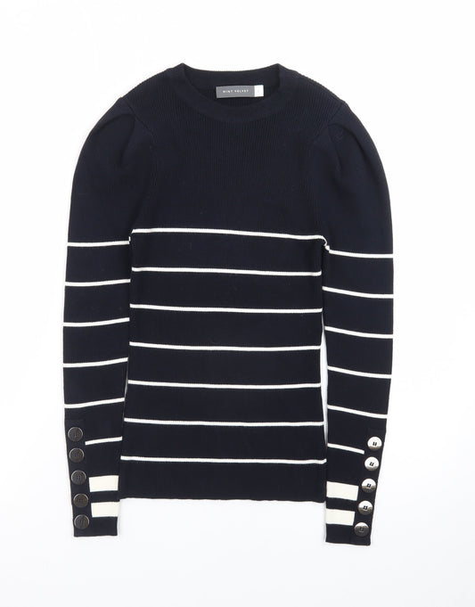 Mint Velvet Women’s Blue Striped Crew Neck Pullover Jumper Size S