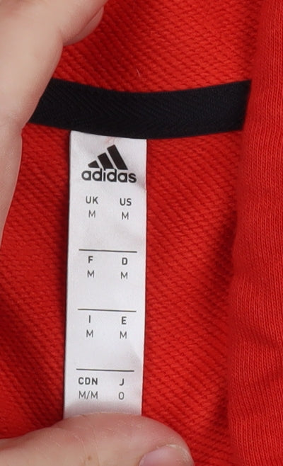 Adidas Men's Red Pullover Hoodie M Hooded Graphic Sports Sweatshirt