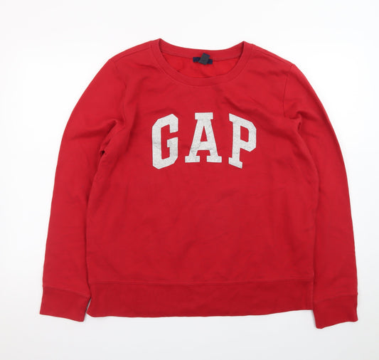 Gap Womens Red Logo Crew Neck Pullover Sweatshirt Size L