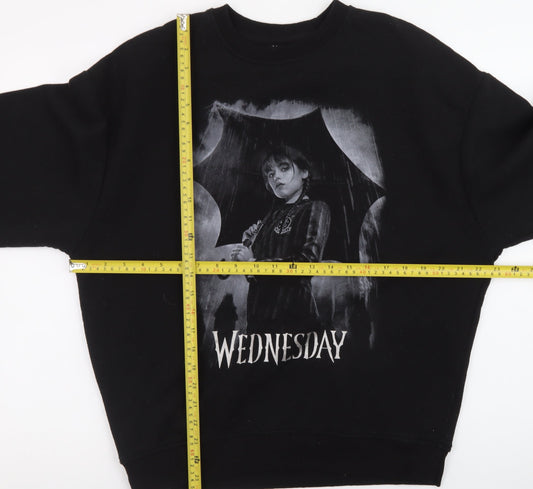 Wednesday Black XS Womens Pullover Sweatshirt with Graphic Print