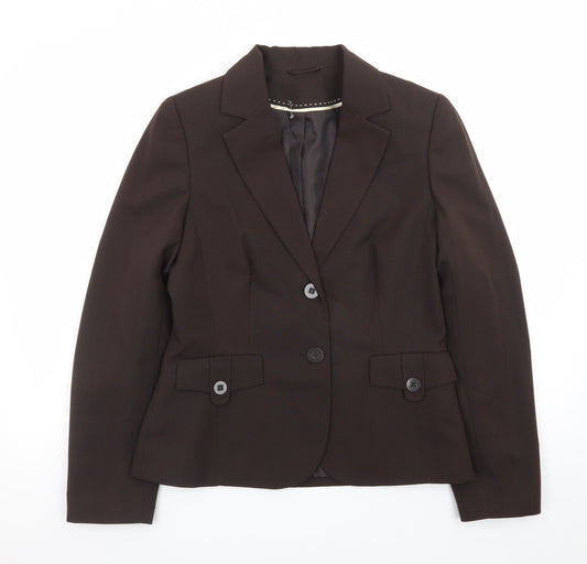 Dorothy Perkins Women Brown Size 12 Classic Two-Button Blazer