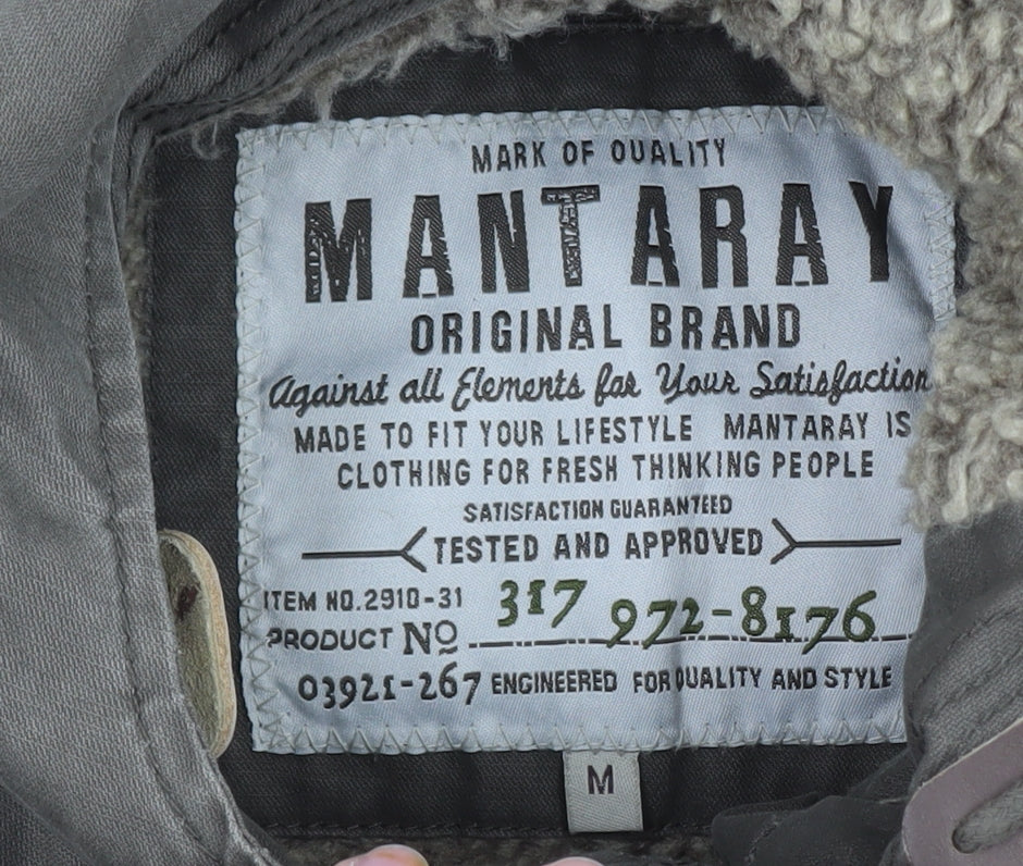 Mantaray Men’s Green Hooded Cotton Parka Jacket Size M