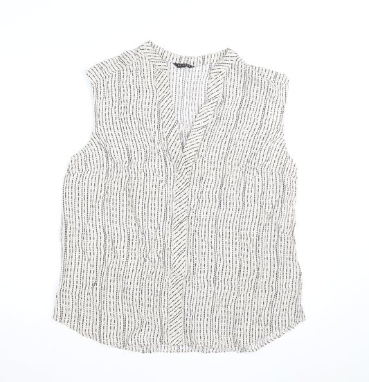Et Vous Women’s White Striped Sleeveless Viscose Blouse Size 18