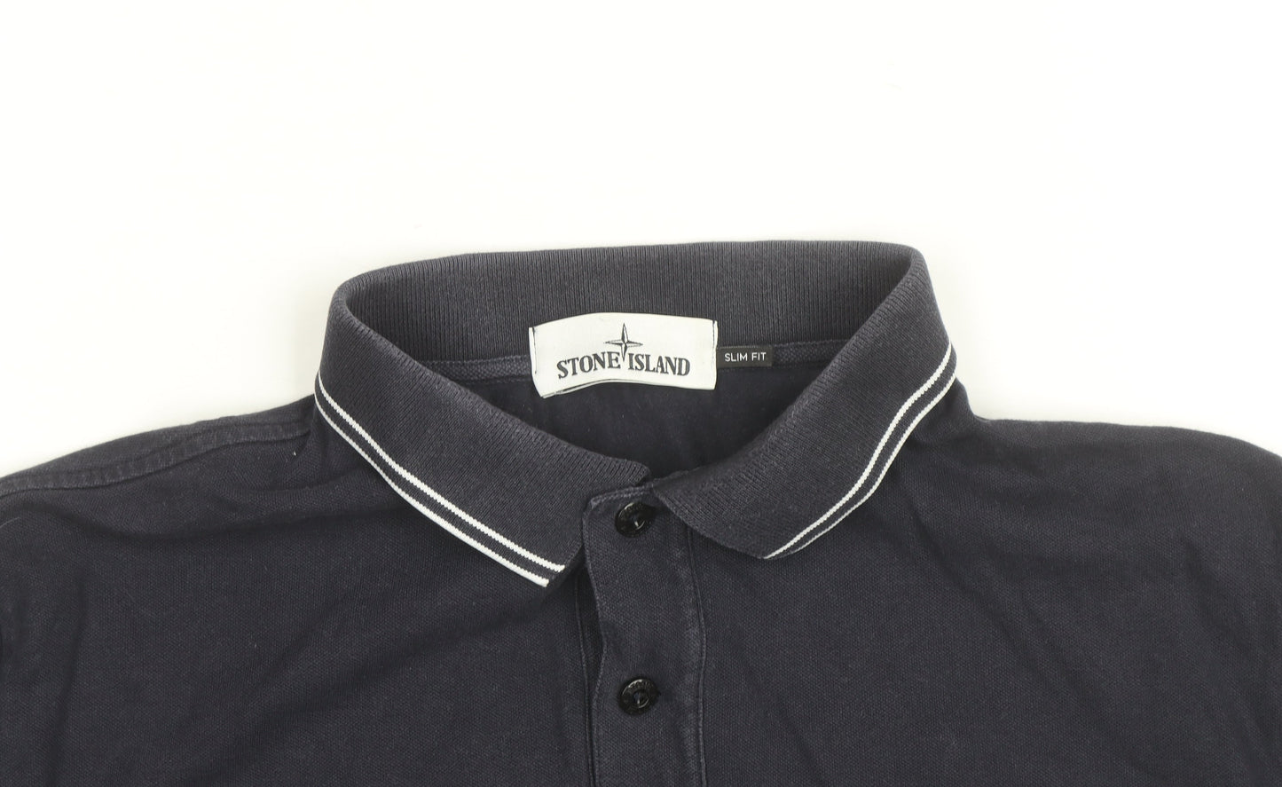 Stone Island Mens Navy Slim Fit Long Sleeve Polo Shirt Size L