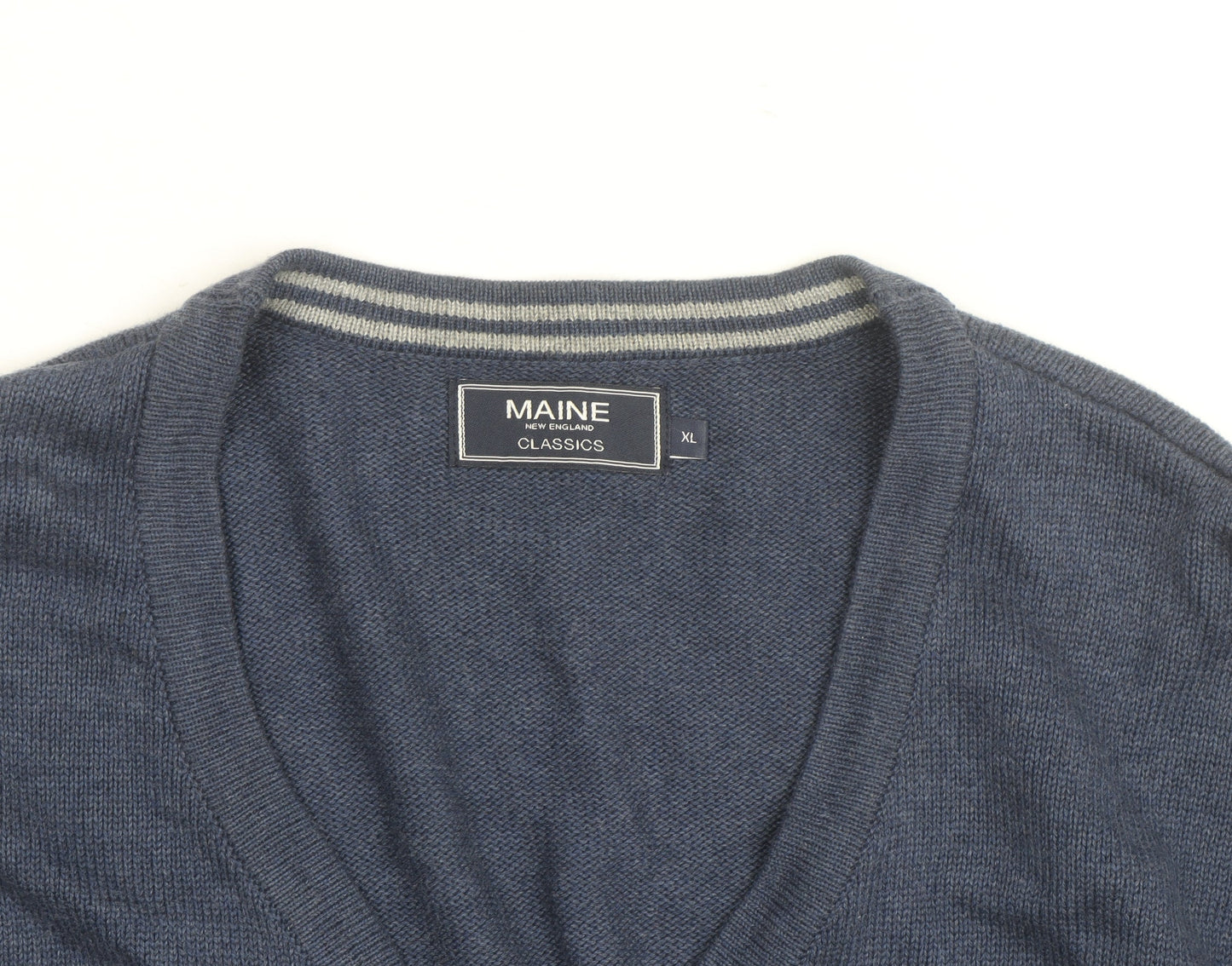 Maine New England Men’s Blue Cotton Wool Cardigan XL V-Neck Classic