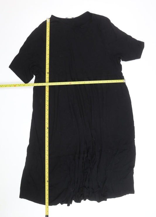 Marks and Spencer Women Black Size 14 Short Sleeve Shift Dress