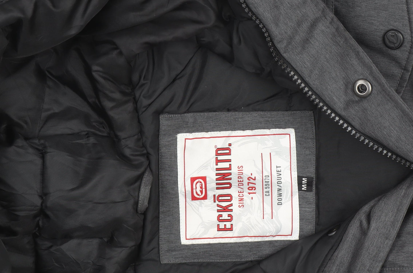 Ecko Unltd Men Grey Puffer Jacket M Hooded Down Winter Coat