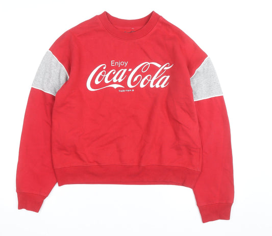 Additional front view of Coca-Cola unisex adults red crew neck pullover sweatshirt, size S