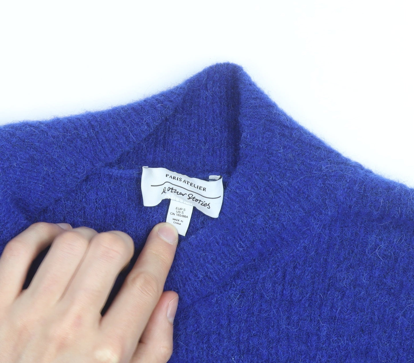 & Other Stories Women’s Blue Mock Neck Wool Alpaca Jumper Size 10