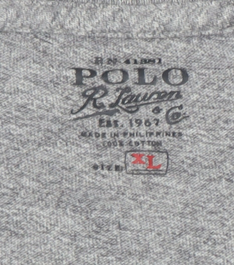 Ralph Lauren Men's Grey XL Graphic Military Crew Neck T-Shirt