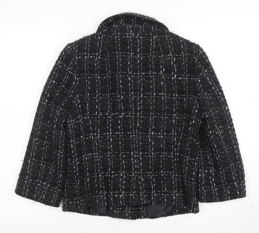 Oasis Women's Black Tweed Button Up Short Jacket Size 10