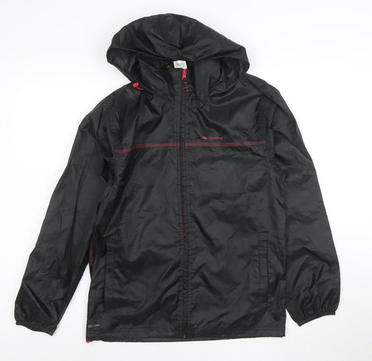 Quechua Womens Black L Windbreaker Jacket Hooded Water Resistant