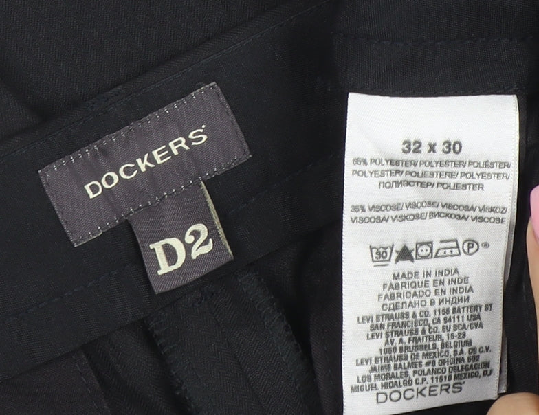 Dockers Men’s Black D2 Regular Fit Chino Trousers 32x30
