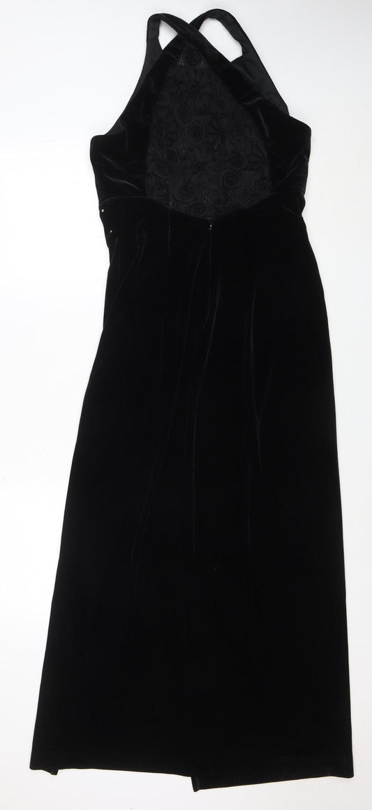 Bari Jay Women’s Black Velvet Halter Long Mermaid Dress Size 10-12