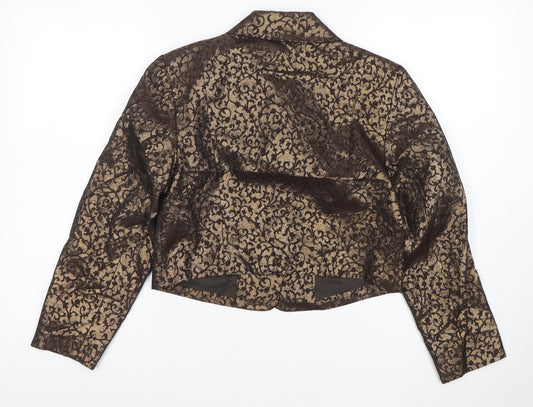 Bianca Nygård Petite Gold Brocade Cropped Blazer Size 10