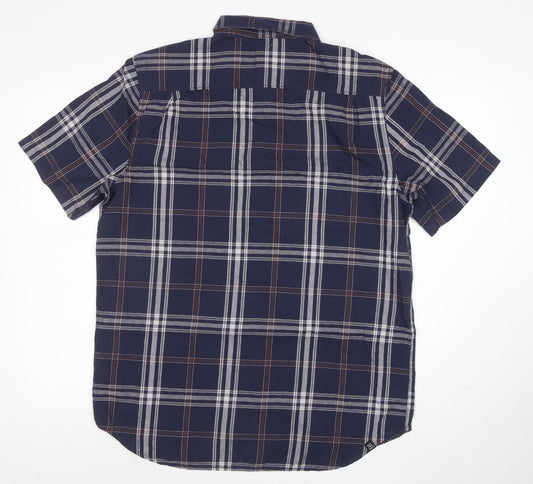 Vans Men's Blue Plaid Cotton Short Sleeve Button-Up Shirt L