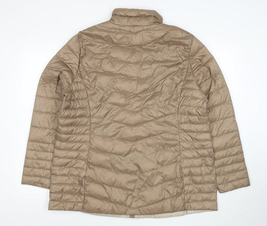 C&A Women's Beige Puffer Jacket Size 18 Lightweight Quilted Zip Coat