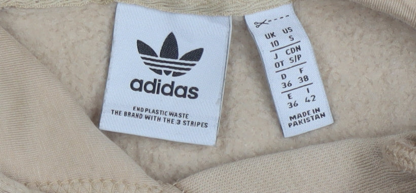 Adidas Womens Beige Pullover Hoodie Size 10 UK Cotton Blend Casual