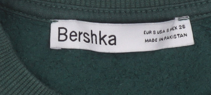 Bershka Womens Green Pullover Sweatshirt Size S Crew Neck Casual