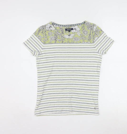 Maine New England Women’s Multicoloured Stripe Floral Cotton T-Shirt Size 10