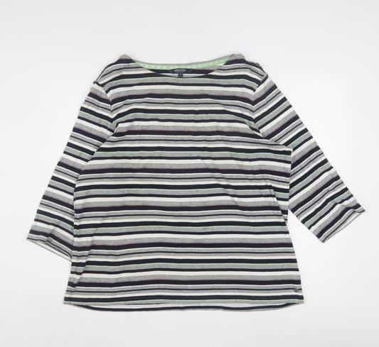 Maine New England Women’s Multicoloured Striped 3/4 Sleeve Cotton Top Size 20