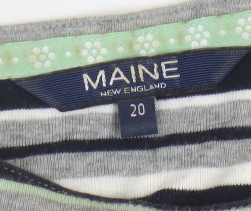 Maine New England Women’s Multicoloured Striped 3/4 Sleeve Cotton Top Size 20
