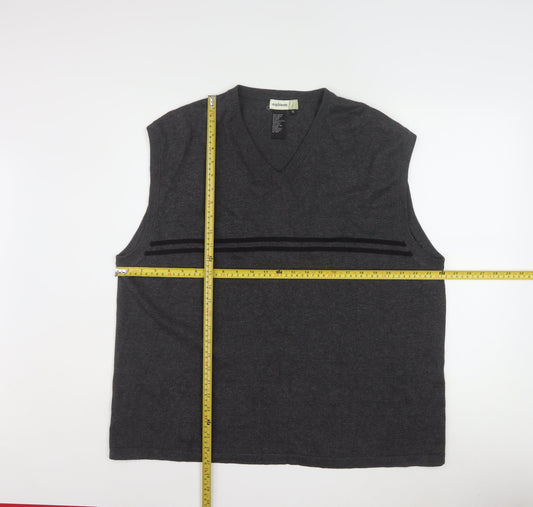 Eighteen Men's Grey Cotton V-Neck Sleeveless Vest XL