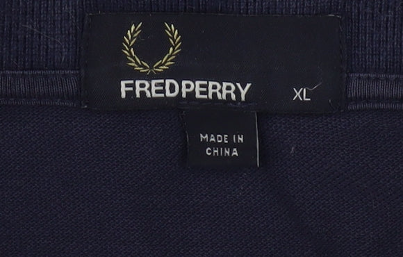 Fred Perry Men's Navy Blue XL Polo Shirt with Tipped Collar