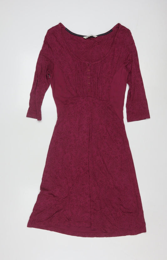 FatFace Women's Red Floral 3/4 Sleeve A-Line Dress Size 10