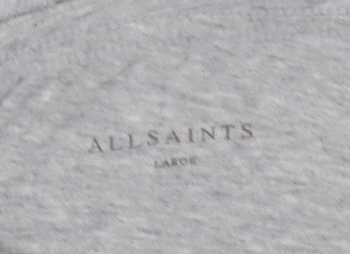 AllSaints Women’s Grey Long Sleeve Cotton Modal Crew Neck Top Size L