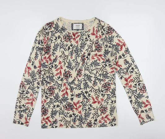 Maine New England Women's Beige Floral Knit Jumper Size 10