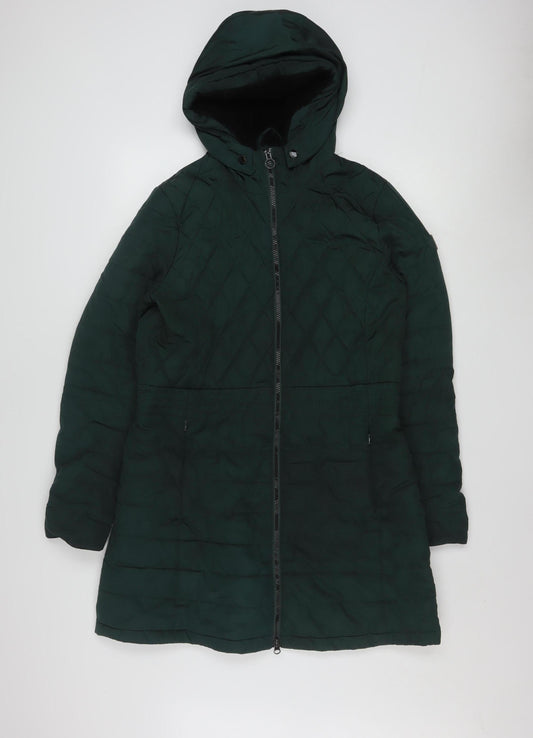 Regatta Women's Green Quilted Hooded Mid-Length Coat Size 14