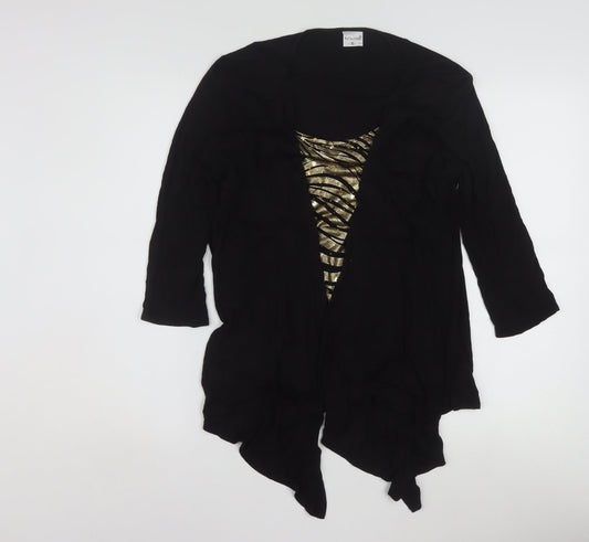 Reflections Women's Black Sequin Wrap 3/4 Sleeve Blouse L