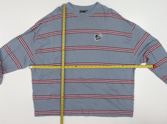 ASOS DESIGN Men's Blue Striped Long Sleeve Cotton Top 2XL