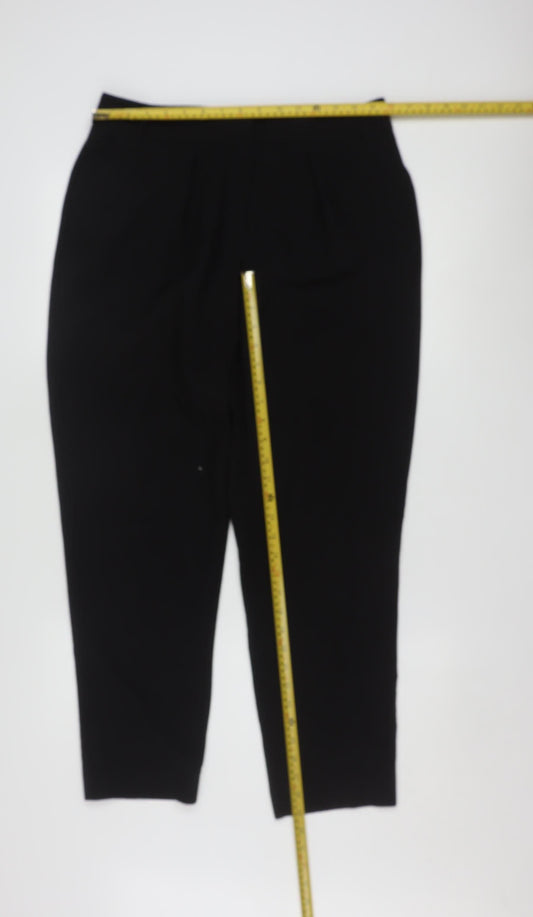 Oasis Women Black Size 12 Cropped Trousers Polyester Blend
