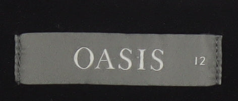 Oasis Women Black Size 12 Cropped Trousers Polyester Blend