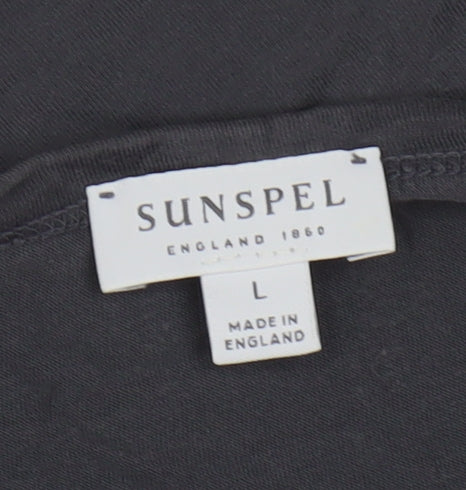 Sunspel Men's Black Cotton Crew Neck Short Sleeve T-Shirt Size L