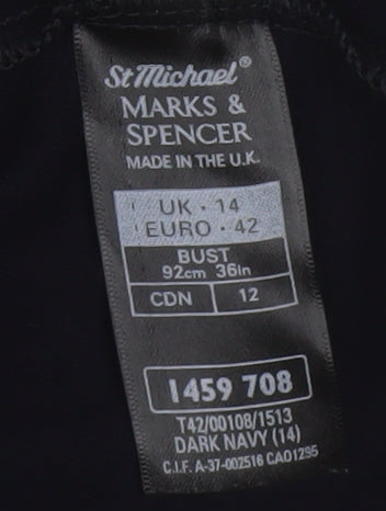 Marks and Spencer Women’s Dark Navy Wrap Blouse Size 14 V-Neck Jersey Top