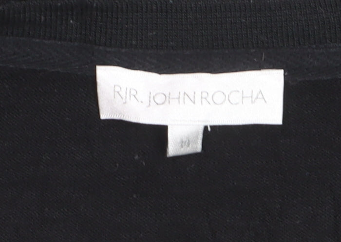 RJR John Rocha Womens Black Floral Long Sleeve T-Shirt Size 14