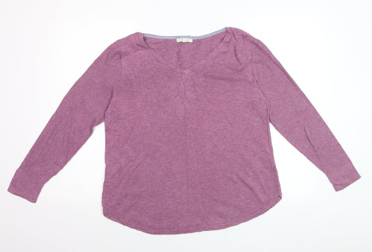 White Stuff Women's Purple Cotton V-Neck Jumper Size 14