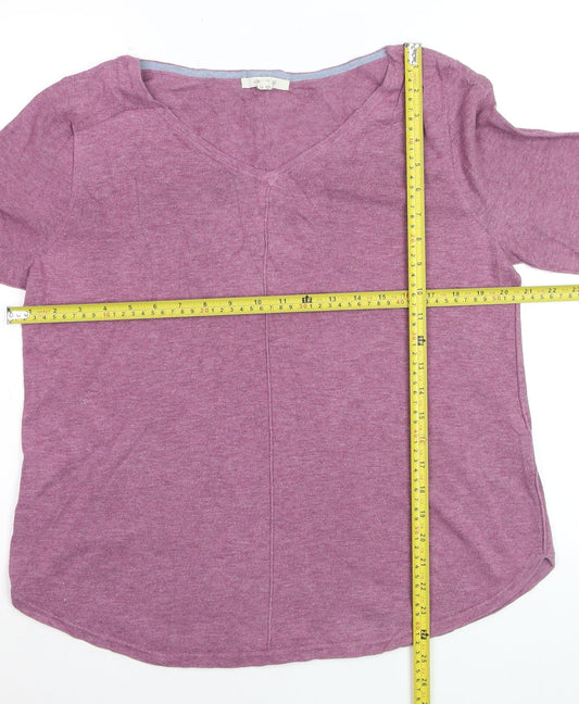 White Stuff Women's Purple Cotton V-Neck Jumper Size 14