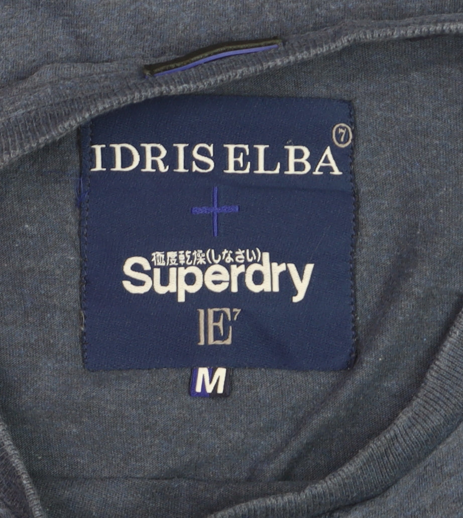 Superdry Idris Elba Men's Blue Long Sleeve Cotton Top Size M