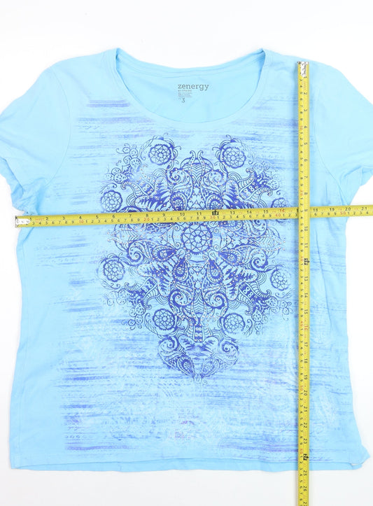 Zenergy by Chico's Women's Blue Short Sleeve T-Shirt Size L