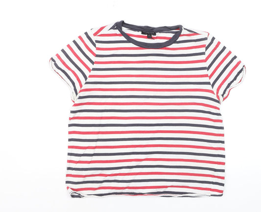 Topshop Womens Multicoloured Striped Ringer T-Shirt Size 12
