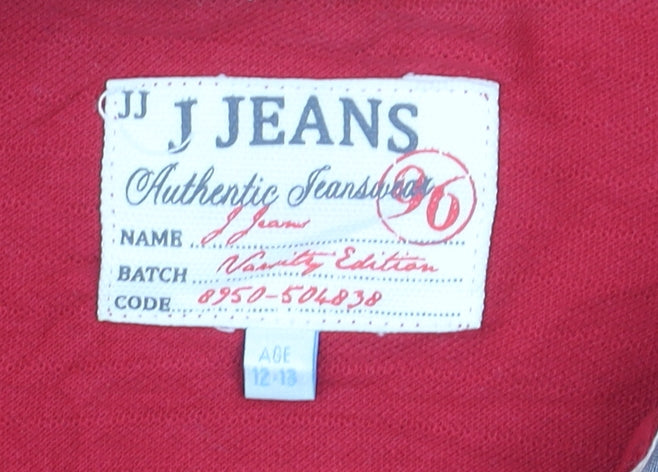 J Jeans Teens Red Cotton Collared Short Sleeve Polo Shirt 12-13