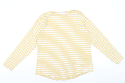 FatFace Women Yellow Striped Long Sleeve Cotton Breton T-Shirt Size 12